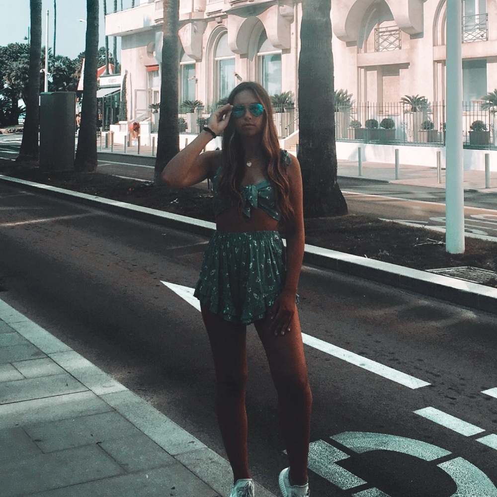 Green Two-Piece Crop Top & Shorts Set
